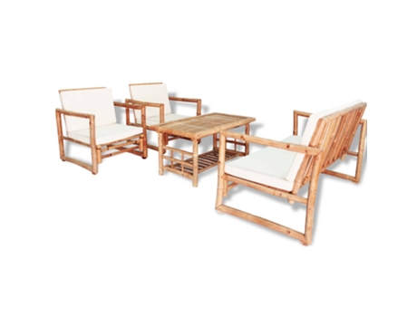 MAISON EXCLUSIVE Set de muebles de jardín 4 piezas y cojines bambú
