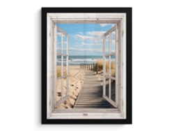 Póster Enmarcado Ventana - Mar - Costa - Naturaleza - Vista - Playa - Mar De Wadden 30x40 Cm