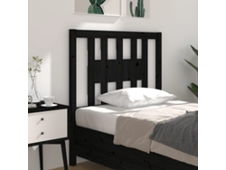 Cabecero Madera Maciza De Pino Negro 96x4x100 Cm