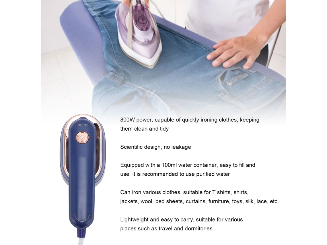 Plancha De Vapor Portátil De 800 W Y 100 Ml, Antifugas, Pequeña, Ideal Para El Hogar, Viajes Y Dormitorios (azul).