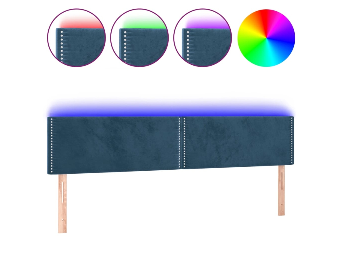 Cabecero de terciopelo azul oscuro con luces LED MAISON EXCLUSIVE (200x5x78 cm)