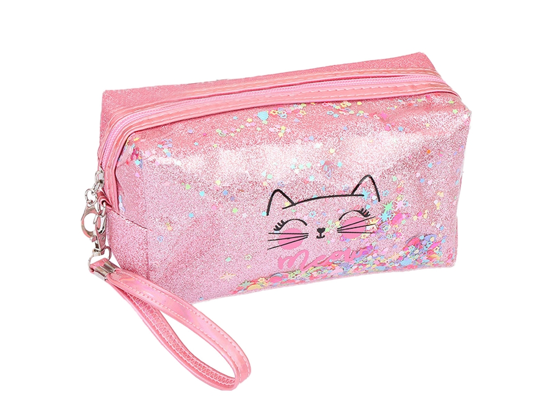 Bolsa de viaje para mujer con monograma de maquillaje y artículos cosméticos, rosa (20 x 12,5 x 6 cm)