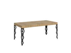 Mesa extensible 90x90/246 cm Karamay Premium Roble Natural estructura Antracita ITAMOBY