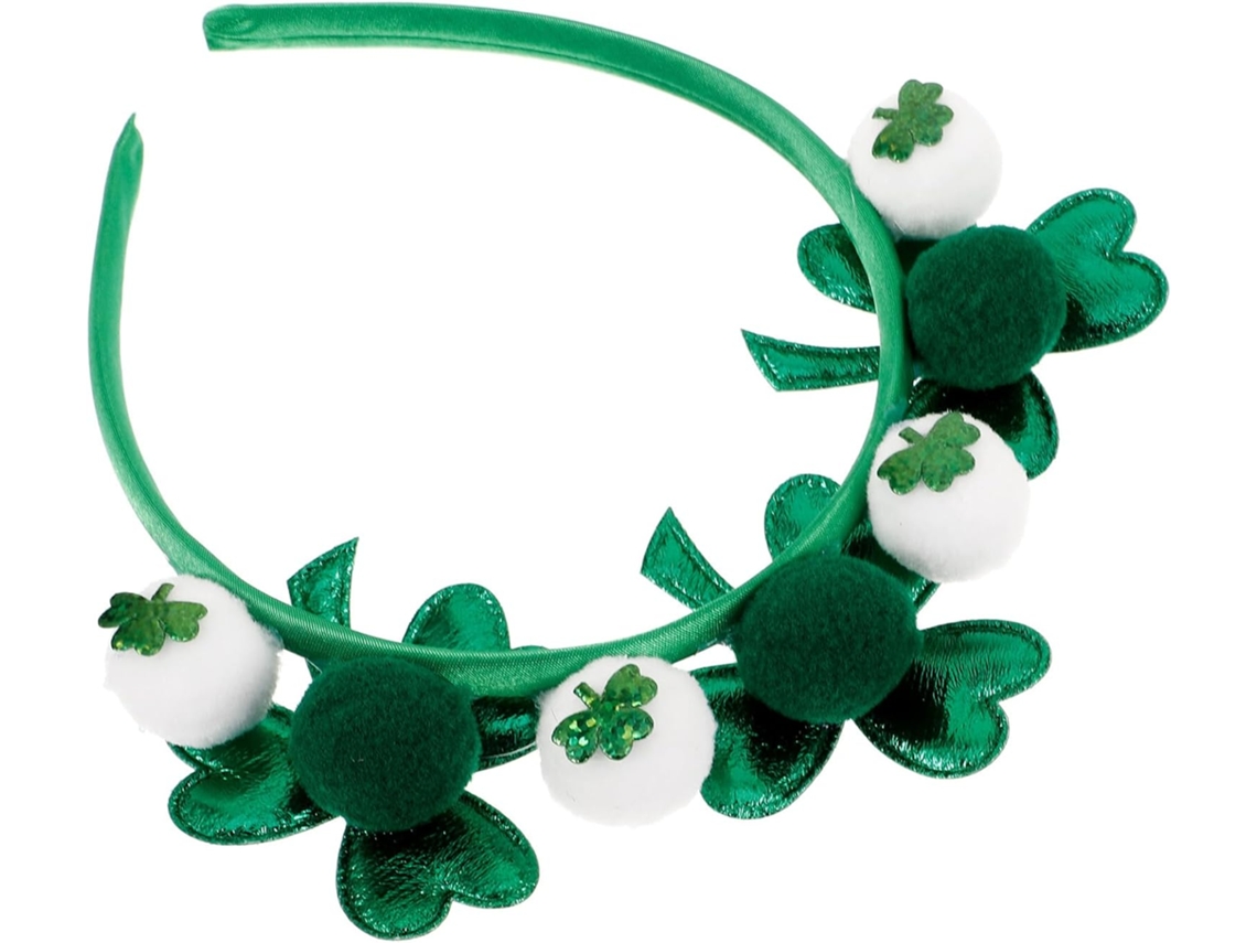 Bandeau À Pompons Trèfle Vert Blanc Para Femmes, Accesorio De Fête Saint