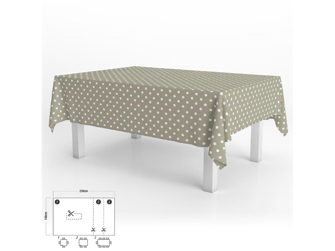 Mantel Hule Rectangular Topos Beige Impermeable Antimanchas PVC 140x250 cm  Recortable Uso Interior y Exterior ORYX