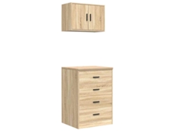 Juego de gabinetes de garaje de 2 piezas fabricado en madera de roble Sonoma, EXCLUSIVO DE MAISON