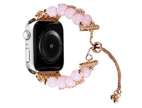 Correa para Smartwatch Cadena telescópica con cuentas de doble hilera para Apple Watch series 9, 8 y 7 41 mm / SE 3 y SE 2 y 6 y SE y 5 y 4 40 m