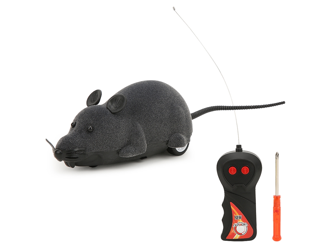 Ratón de peluche WalshLXQ con control remoto, juguete de simulación de animales para gatos, regalo de broma, novedad, gris.