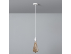 Lámpara de Techo LEDKIA con Cable Textil Blanco Blanco (162x10 cm)