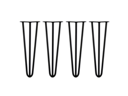 Patas Skiski 4 Patas de Mesa en Gancho de Pelo 40,6 cm 3 Varillas de Acero Negro Espesor 12 mm