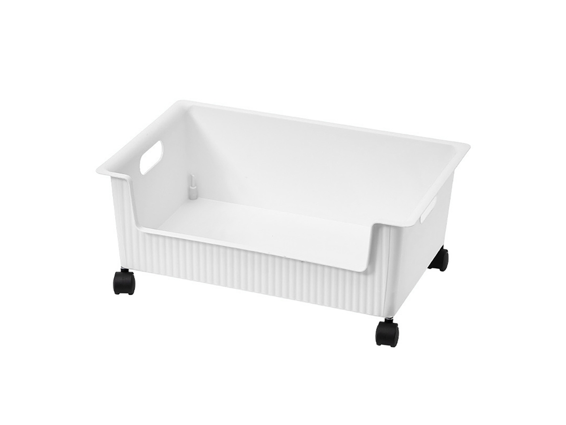 Caja de plástico para guardar libros con polea, fácil de mover, gran capacidad, organizador para el aula, bandeja