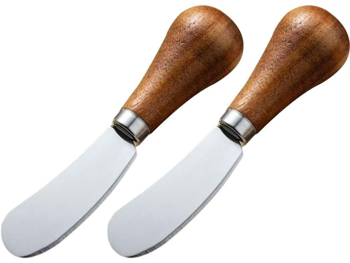 Cuchillo Para Mantequilla Con Mango De Madera - 2 Piezas/juego