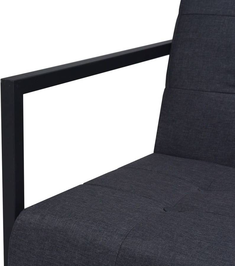 Vidaxl Sofá 2 plazas reposabrazos acero tela gris oscuro asiento de dos con y apoyo brazos