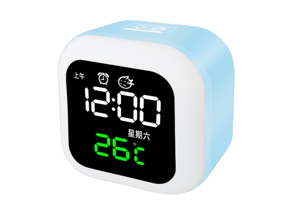2026 Store-reloj Despertador Led Luz Nocturna Usb Recargable Con Espejo Diseño Ajustable Lámpara Digital Azul