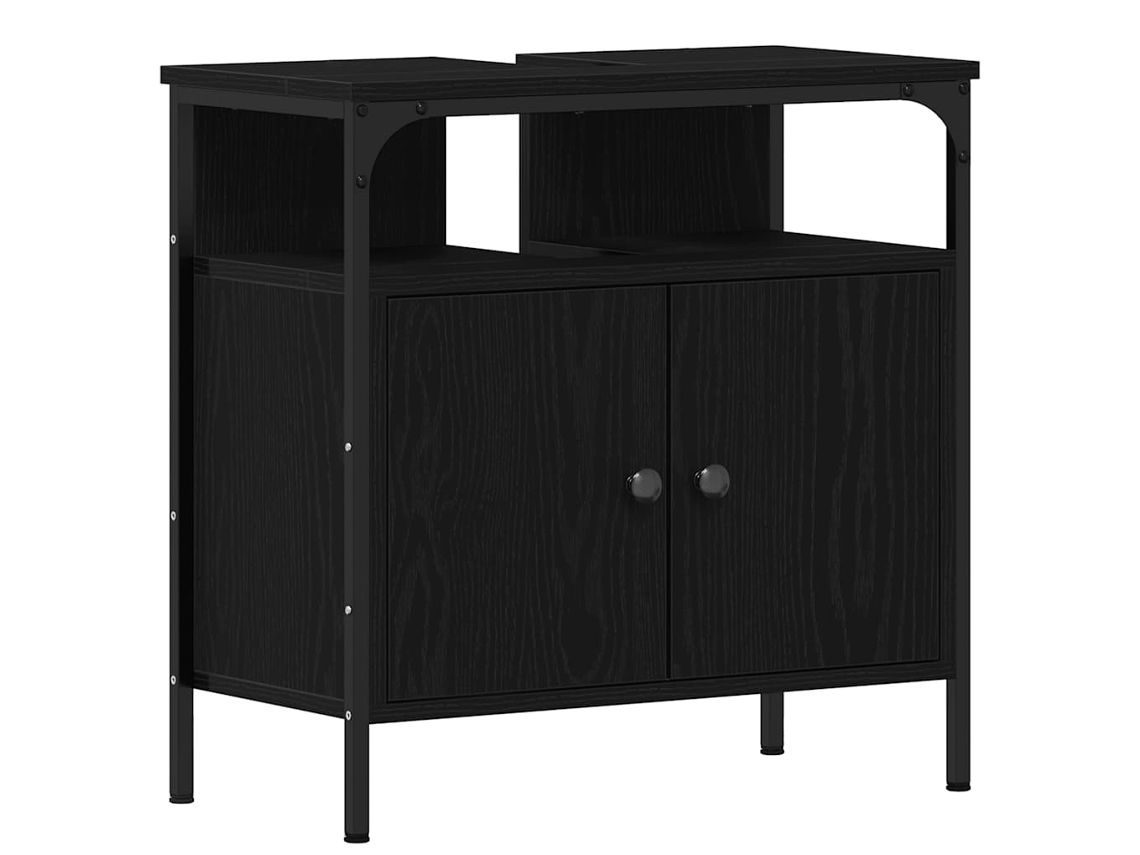 Maison Exclusive - Mueble De Baño Para Lavabo De Madera De Roble Negro 60x30x60 Cm
