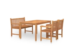 Conjunto 4 de comedor para jardín VIDAXL madera maciza de teca