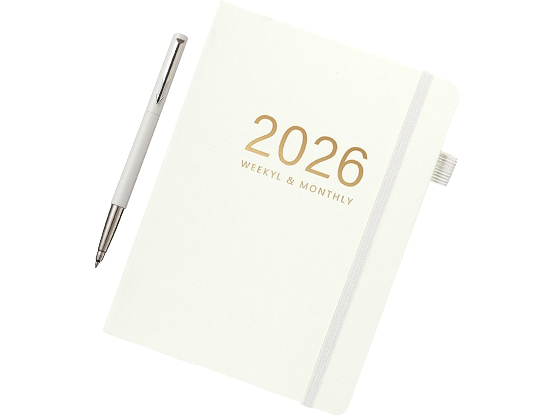 Caderno Generico A5, Diário 2026 Com 144 Folhas, Formato A5, Capa Dura Para Uso, Escritório, Reuniões,