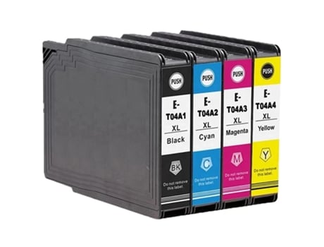 Pack 4 Cartuchos de Tinta Compatibles Epson C13T04A100 C13T04A200 C13T04A300 C13T04A400 para Wf-C8690 Wf-C8190