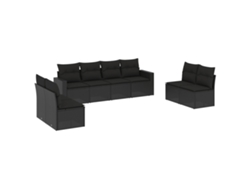 Maison Exclusive - Set De Sofás De Jardín 8 Piezas Y Cojines Ratán Sintético Negro