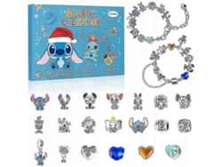 Calendario de Adviento Stitch 2025 con 2 pulseras y 22 dijes de dibujos animados únicos.