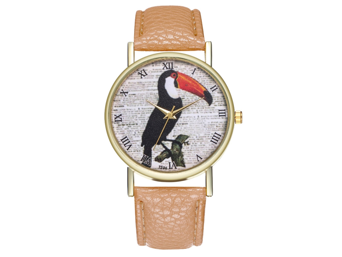 Reloj Analógico De Cuarzo Con Correa De Poliuretano Para Hombre Y Mujer - Beige