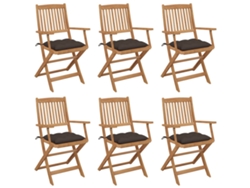 Sillas de jardín plegables de 6 piezas con cojines DKD Home Decor