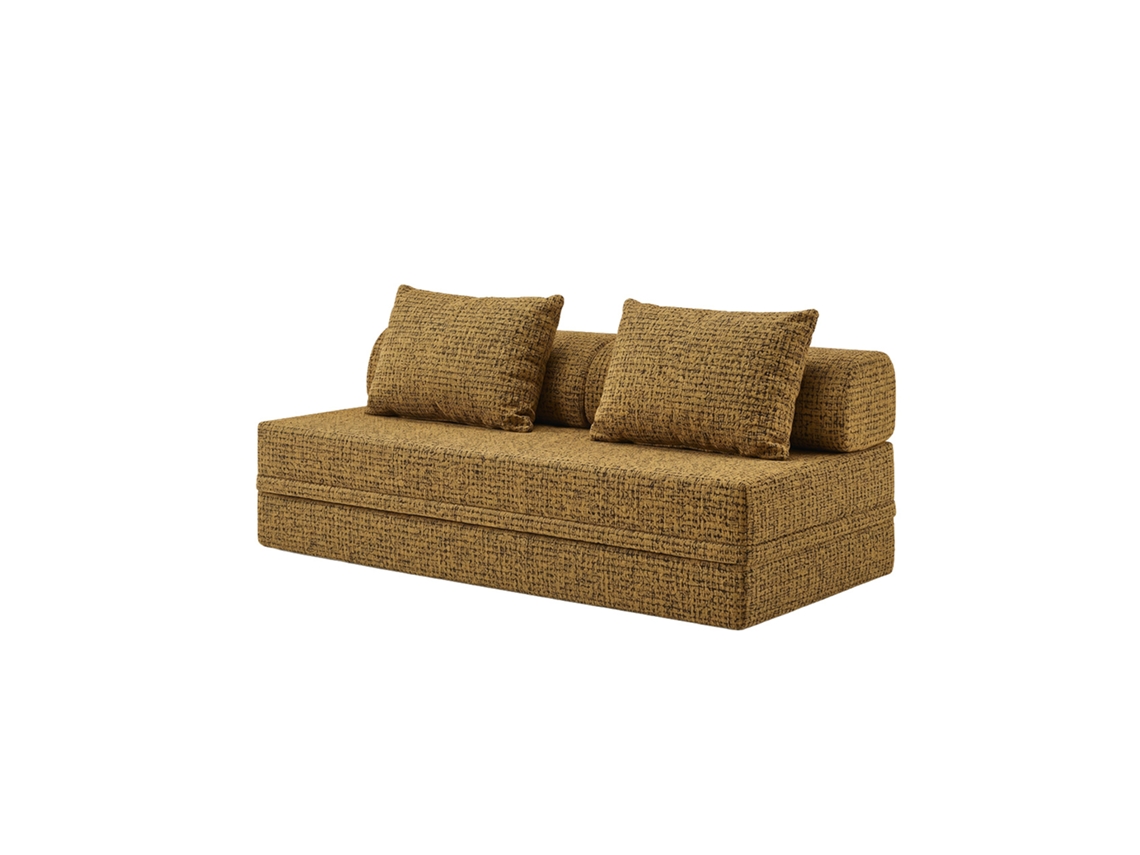 Sofá Modular 3 Lugares Convertible Tweed Mostarda