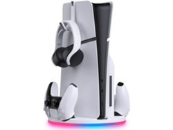 Base De Carga Doble Con Gancho Para Auriculares Y Luz Rgb.