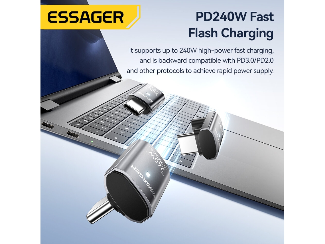 Adaptador Usb 4 Essager Es-otg31, Transferencia De Datos De 40 Gbps Pd De 240 W, Salida De Video 8k, Adaptador De Aleación De Aluminio