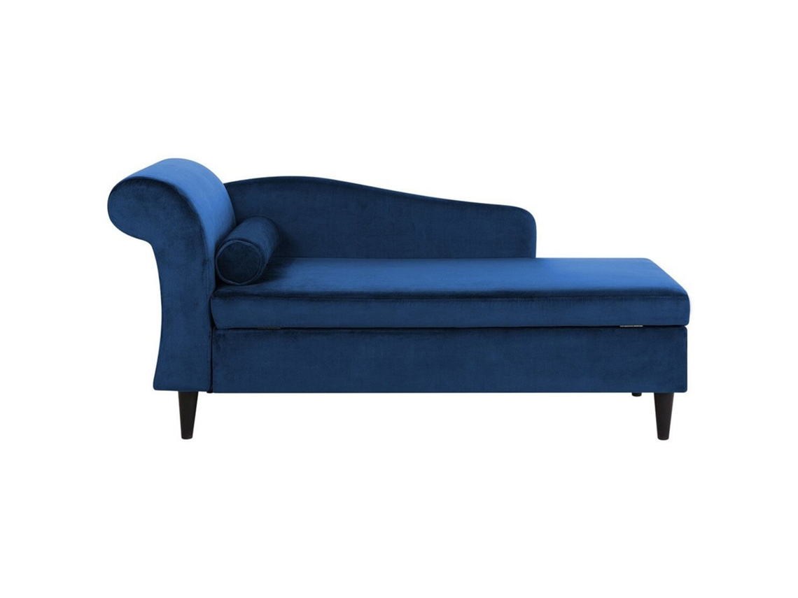 Chaise longue izquierdo BELIANI Luiro de Terciopelo Azul 160x70x77
