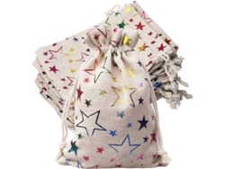 2026altiro-10 Bolsas De Yute Con Estampado De Estrellas, 13x18cm, Mini Bolsas De Regalo Con Cordón Para Cumpleaños, Bodas Y Navidad.