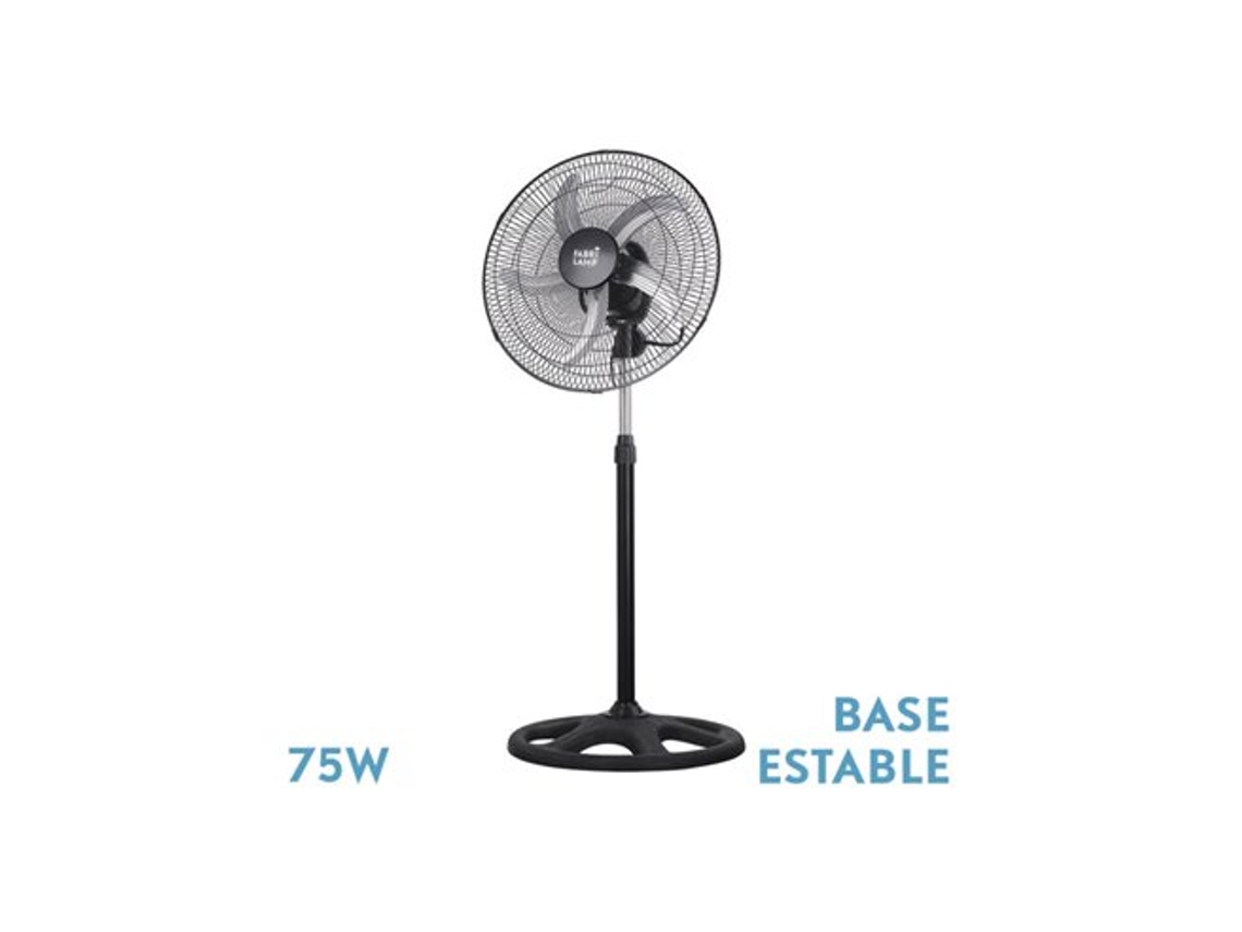 Ventilador de Pie Reforzado Negro 75W 5 Aspas Aluminio FABRILAMP