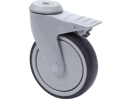 Rueda giratora agujero m12 freno plastico 20anfd125cp-an poliur.gris bolas ALEX