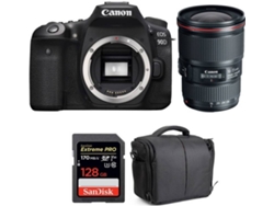 Kit Cámara Réflex CANON EOS 90D + EF 16-35mm f/4L IS USM + SanDisk 128GB + Bolsa
