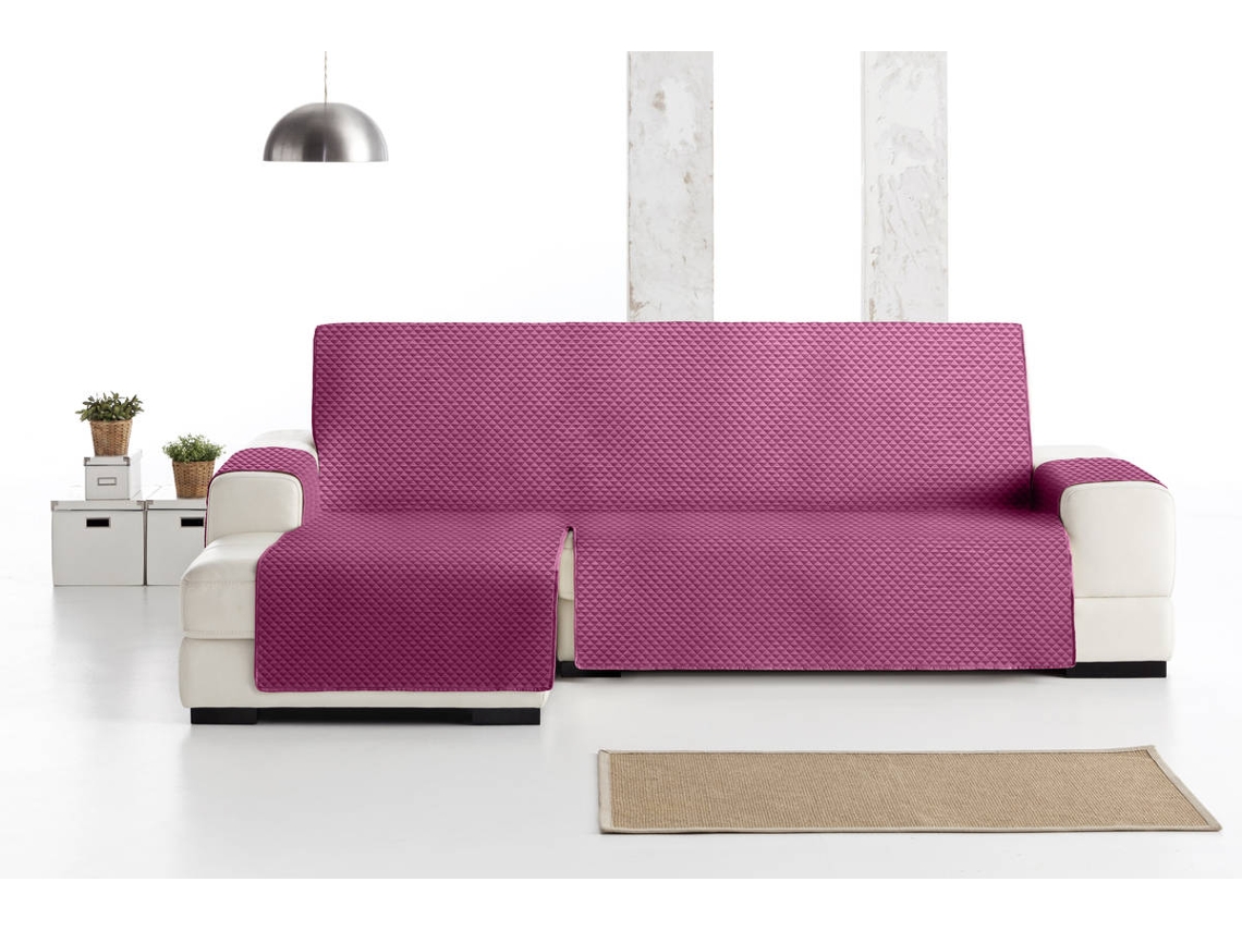 Funda acolchada e impermeable para Chaise Longue orientación izquierda Luke (240 cm - Violeta)
