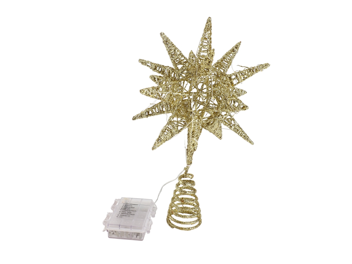 Estrella Decorativa Para Árbol De Navidad, Geométrica 3d Con Luces Led, Funciona Pilas, Hermosa Ilum