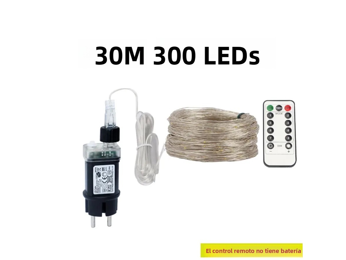 Guirnalda de luces LED, ideal para decoración navideña, etc. MDUG (Luz blanca, 30 m, 300 LED)