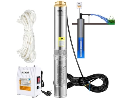 Vevor Bomba Sumergible Para Pozos Profundos Bomba de Agua de Acero Inoxidable 1100W 190L/Min 57 M