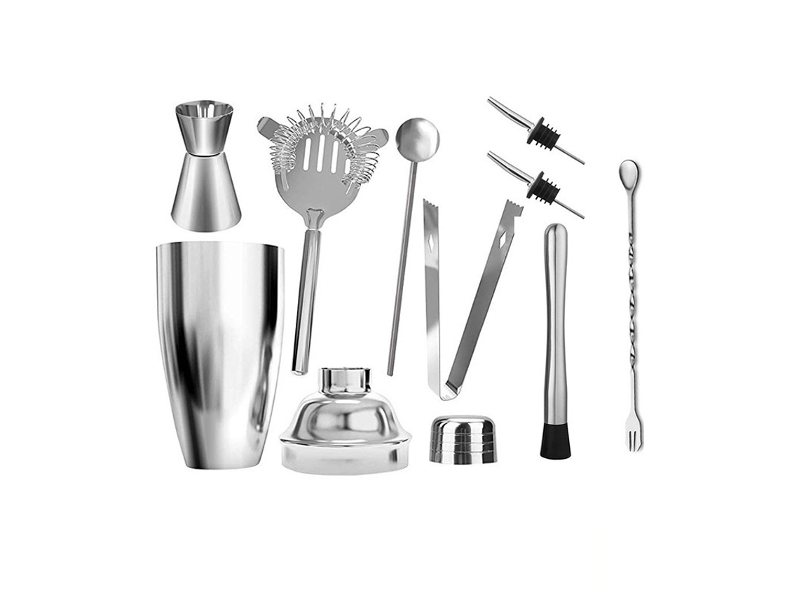Juego De Coctelera De 9 Piezas Coctelera De Acero Inoxidable Herramientas De Coctelería 750ml Gertiz