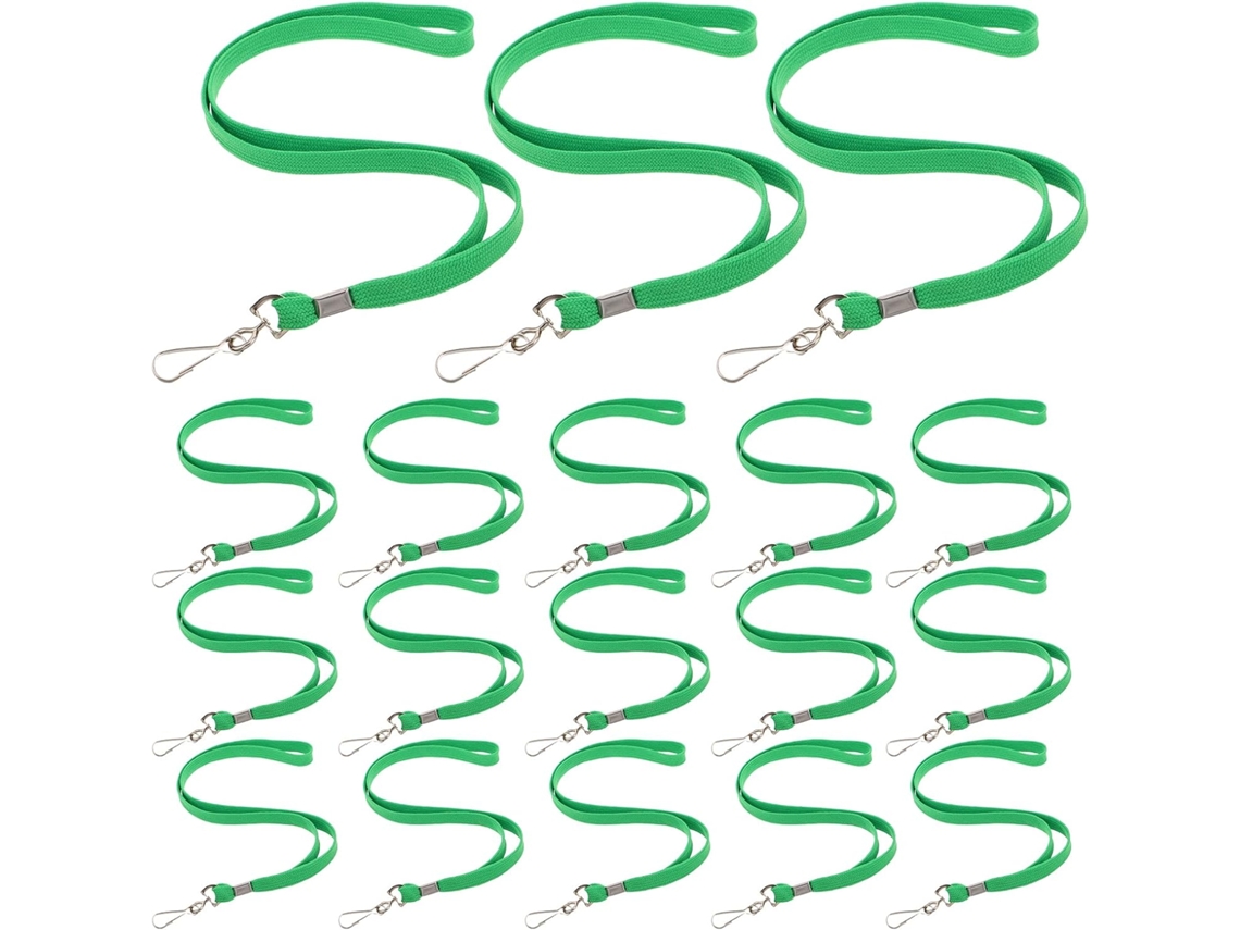 Pacote Com 50 Cordões Planos De Tecido Verde Para Crachás De Identificação.