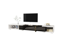 Mueble Tv Ajustable 140-260cm Giratorio Mármol Blanco Negro Dorado