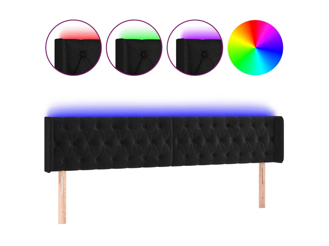 Cabecero de terciopelo negro con luces LED MAISON EXCLUSIVE (183x16x78 cm)