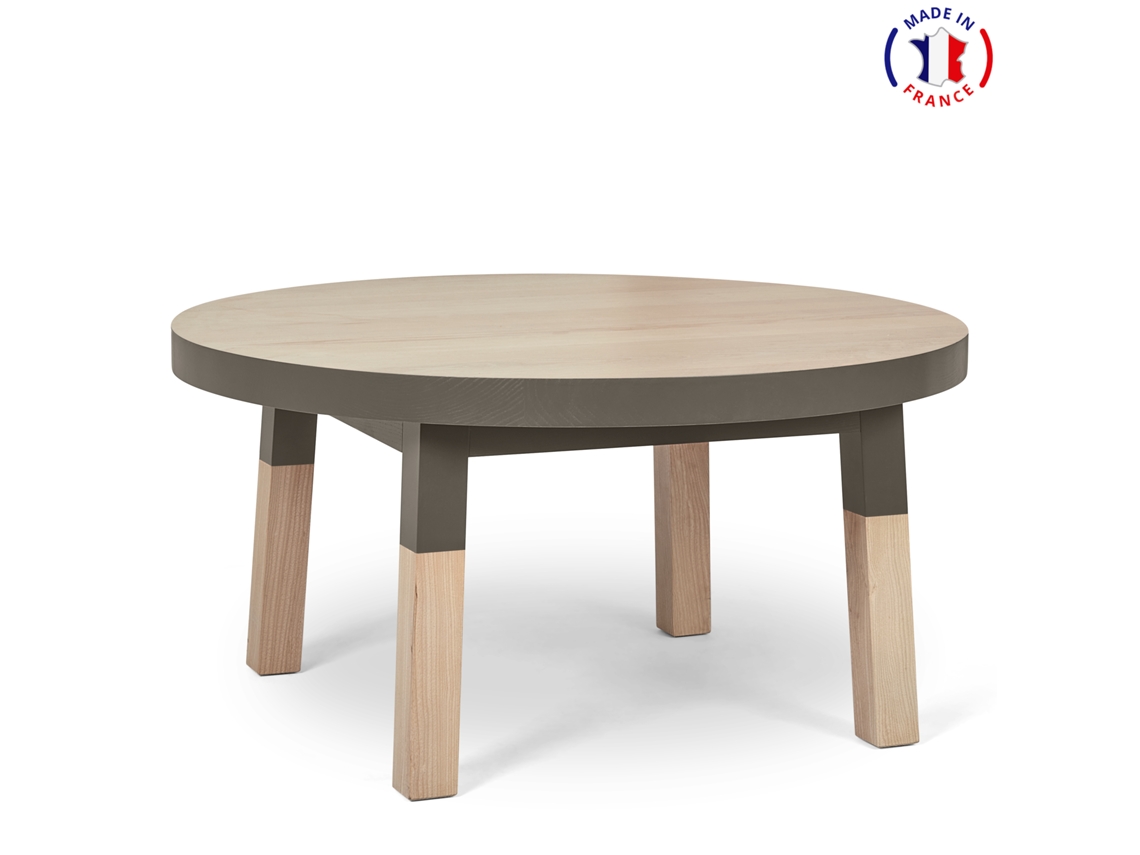 Mesa Redonda de Centro MON PETIT MEUBLE FRANÇAIS (Gris Moscada - Madera - 80 x 45 x 80 cm)