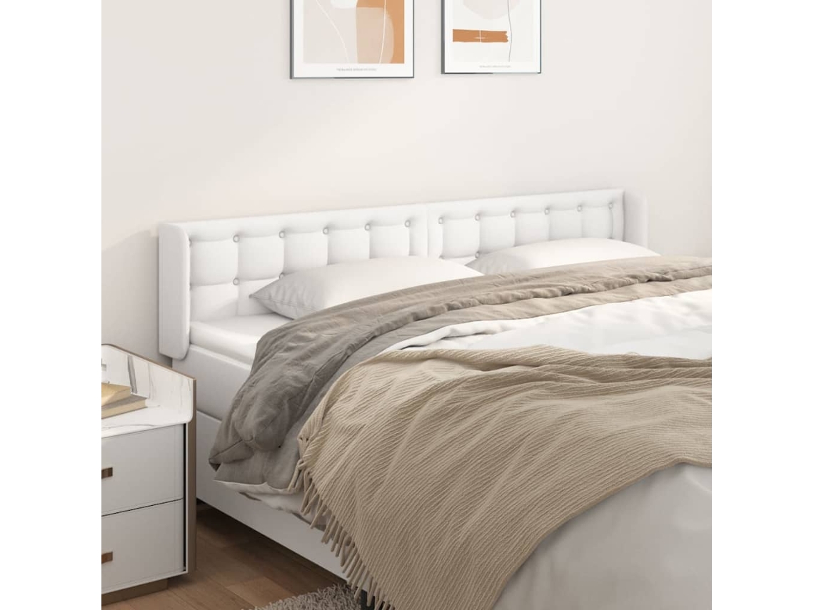 Cabecero De Cuero Sintético Blanco 163x16x78/88 Cm
