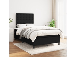 Cama Box Spring Con Colchón Tela Negro 120x200 Cm