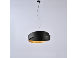 Lámpara colgante Astro de hierro lacado en negro con exterior y decoración en negro. Interior en oro antiguo y cable de acero ajustable. Dos luces Belight.
