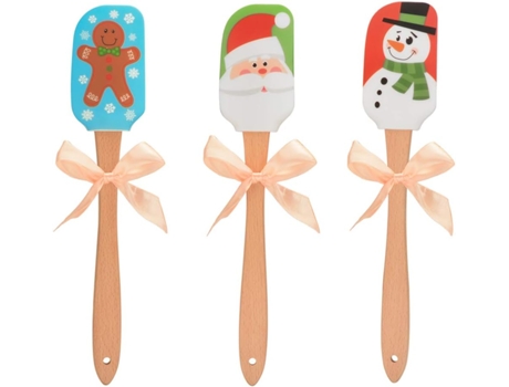 3 uds. Espátula de silicona con patrón de Papá Noel y muñeco de nieve, espátula de Navidad, espátula de silicona para crema de mantequilla