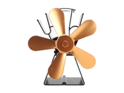 Ventilador De Chimenea Accionado Por Calor Con 5 Aspas Y Base Trapezoidal Para Estufas De Leña Y Queroseno - Dorado