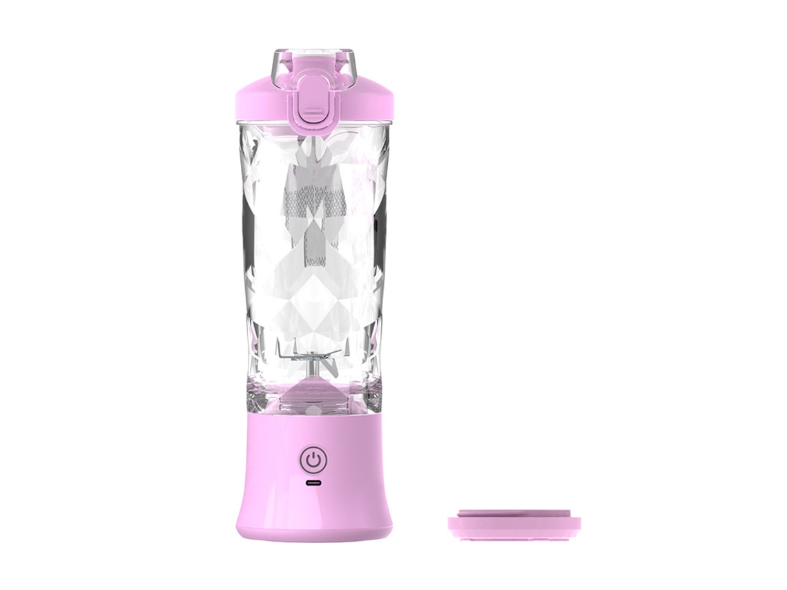 (Morado) Exprimidor de frutas de gran capacidad (600 ml), recargable, portátil y multifuncional.