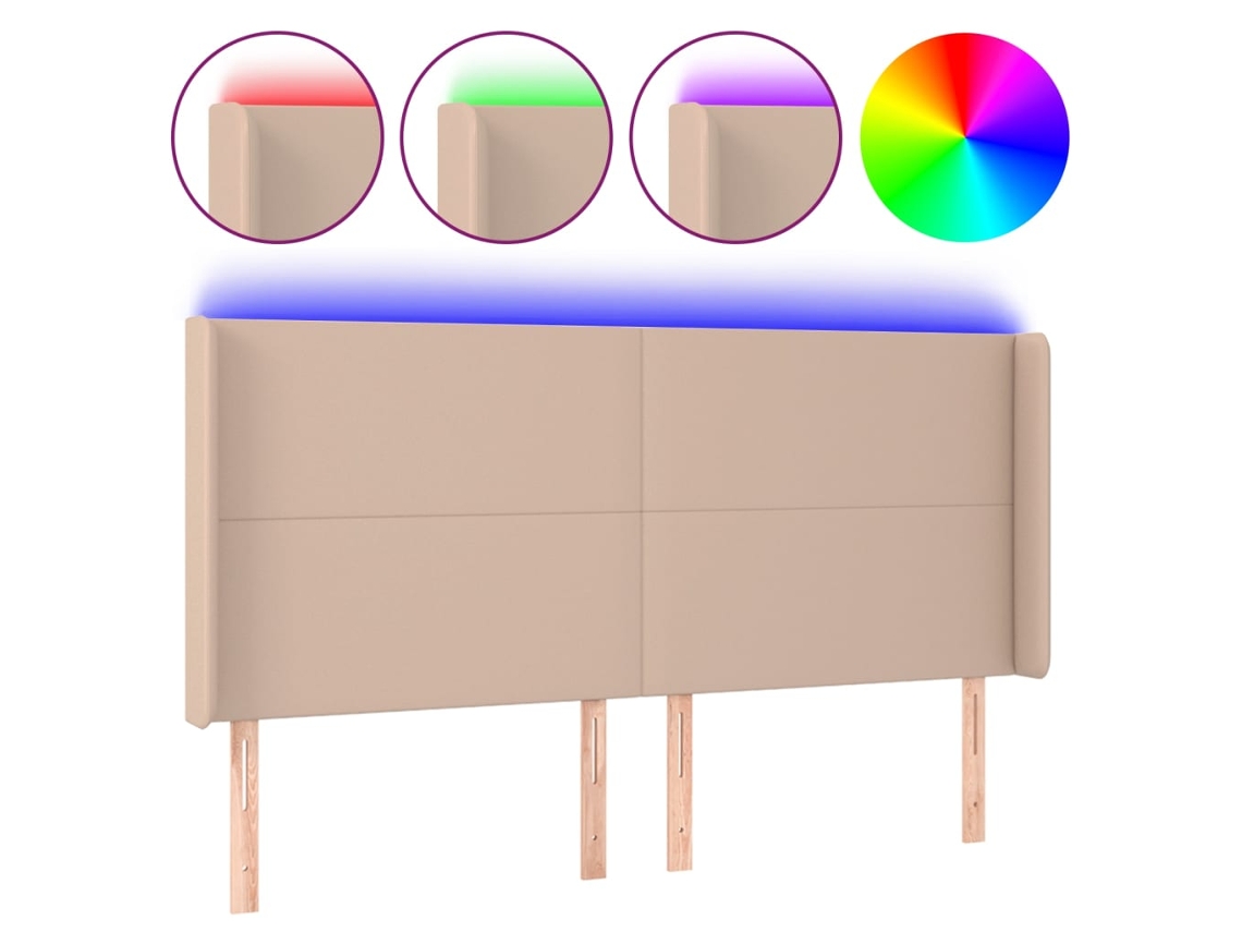 Maison Exclusive - Cabecero Con Led Cuero Sintético Capuchino 203x16x118/128cm